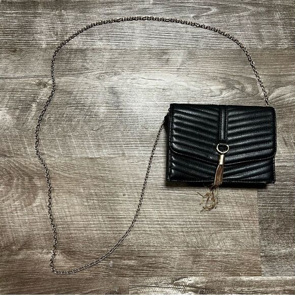 INC International Concepts Gold Chain Black Crossbody Bag - Picture 1 of 10